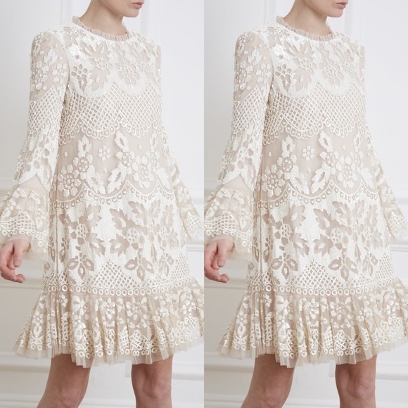 Needle & Thread Snowdrop Mini Dress - Beige - Picture 6 of 8